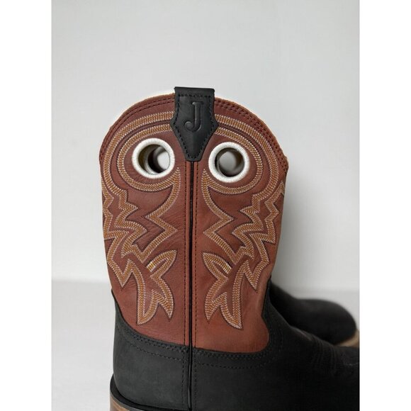 Justin Big News 11” Western Black Red Cowhide Boot Mens Size 7D FN7022 NEW - Picture 6 of 16